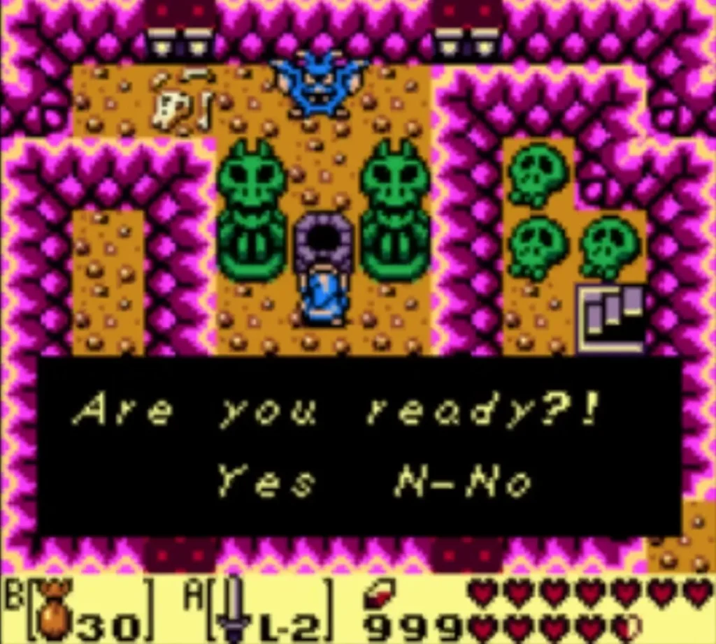 The Mad Batter asks whether Link is ready, with Yes and No choices The Mad Batter asks whether Link is ready, with Yes and No choices