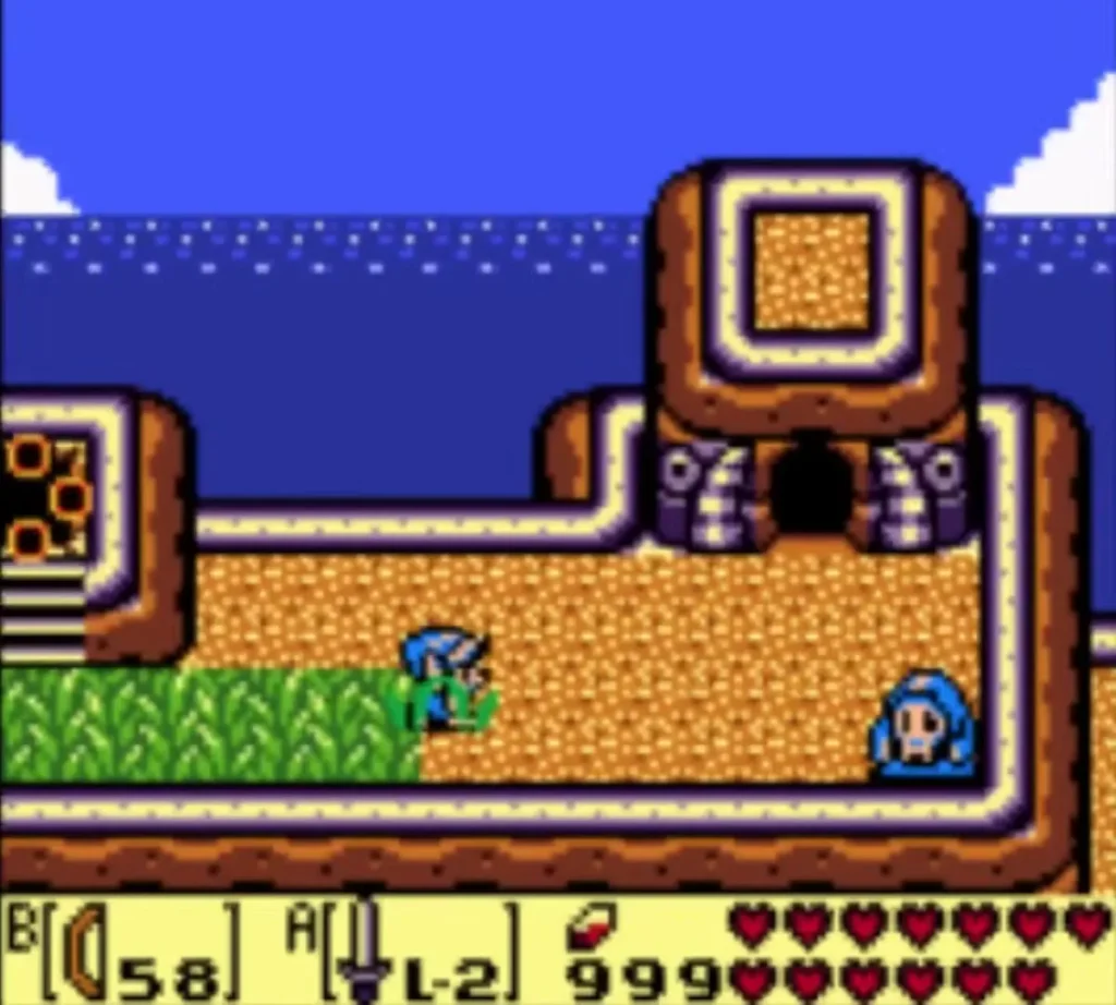 Link on the grassy path heading for the second dungeon entrance Link on the grassy path heading for the second dungeon entrance