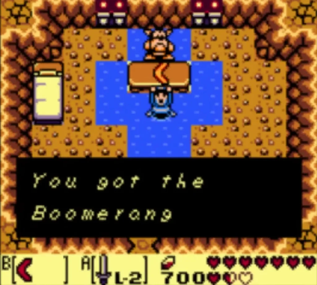 The message box 'You got the Boomerang' at the beach pond The message box 'You got the Boomerang' at the beach pond