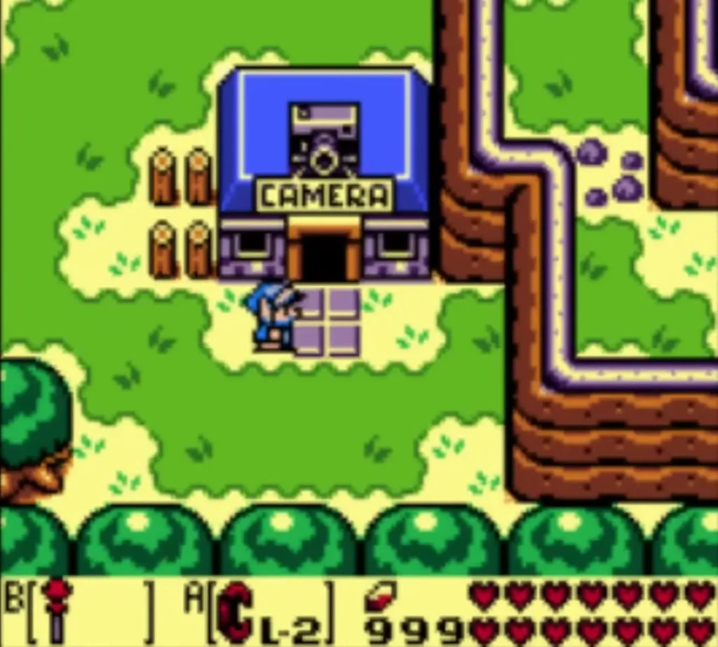 Link standing at the door of the Camera Shop in Mabe Village Link standing at the door of the Camera Shop in Mabe Village