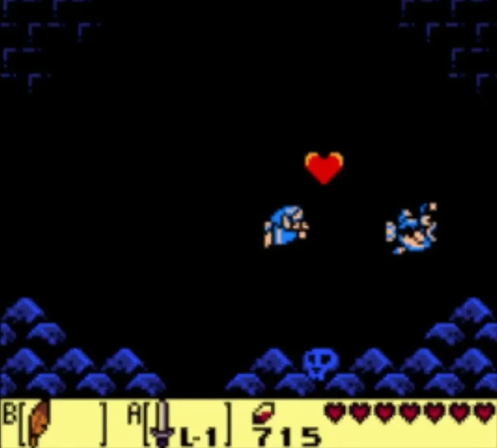 A Heart Container rising above Link in the dark water right after the Angler Fish is gone A Heart Container rising above Link in the dark water right after the Angler Fish is gone