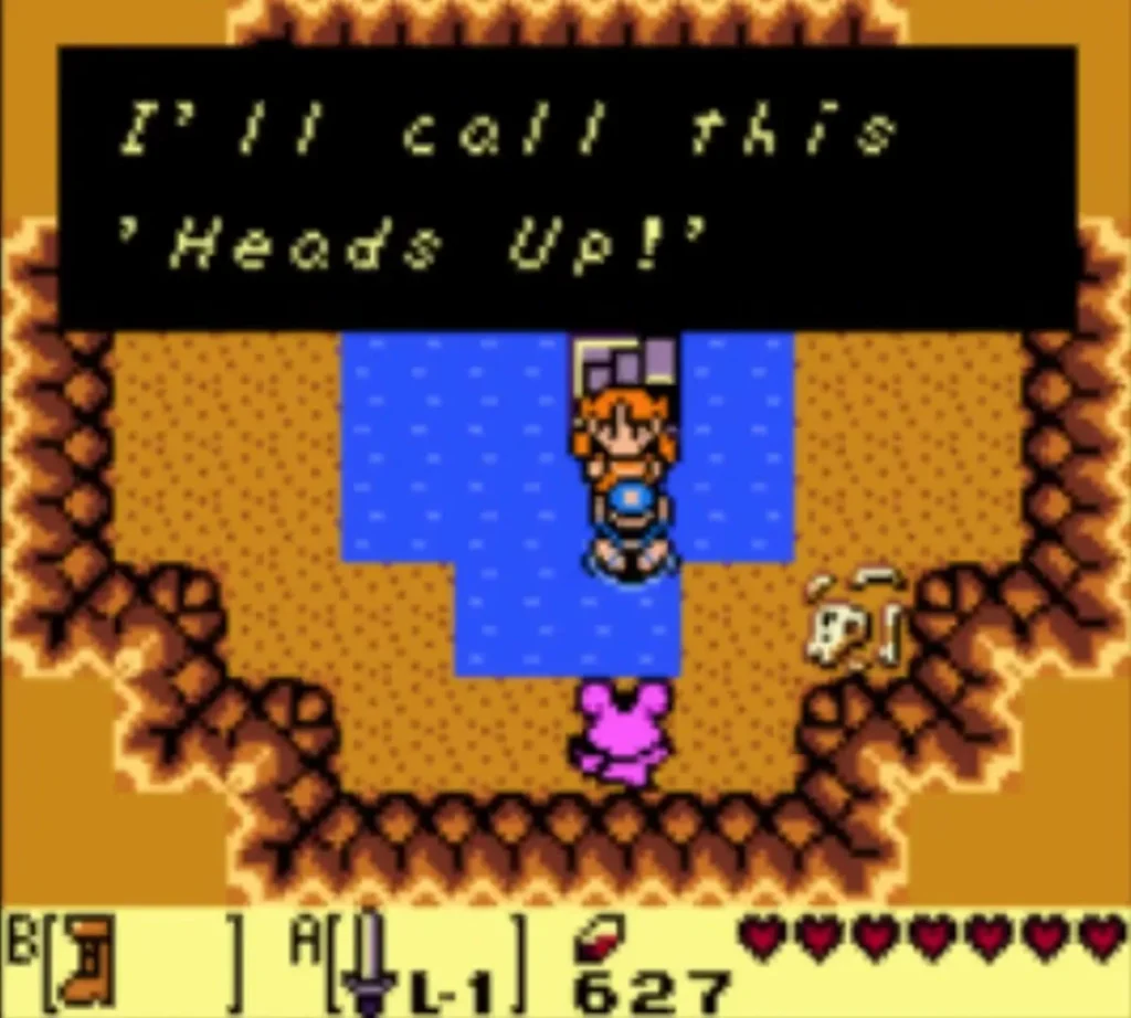Marin by the well with the photo message "I'll call this Heads Up!" on screen. Marin by the well with the photo message "I'll call this Heads Up!" on screen.