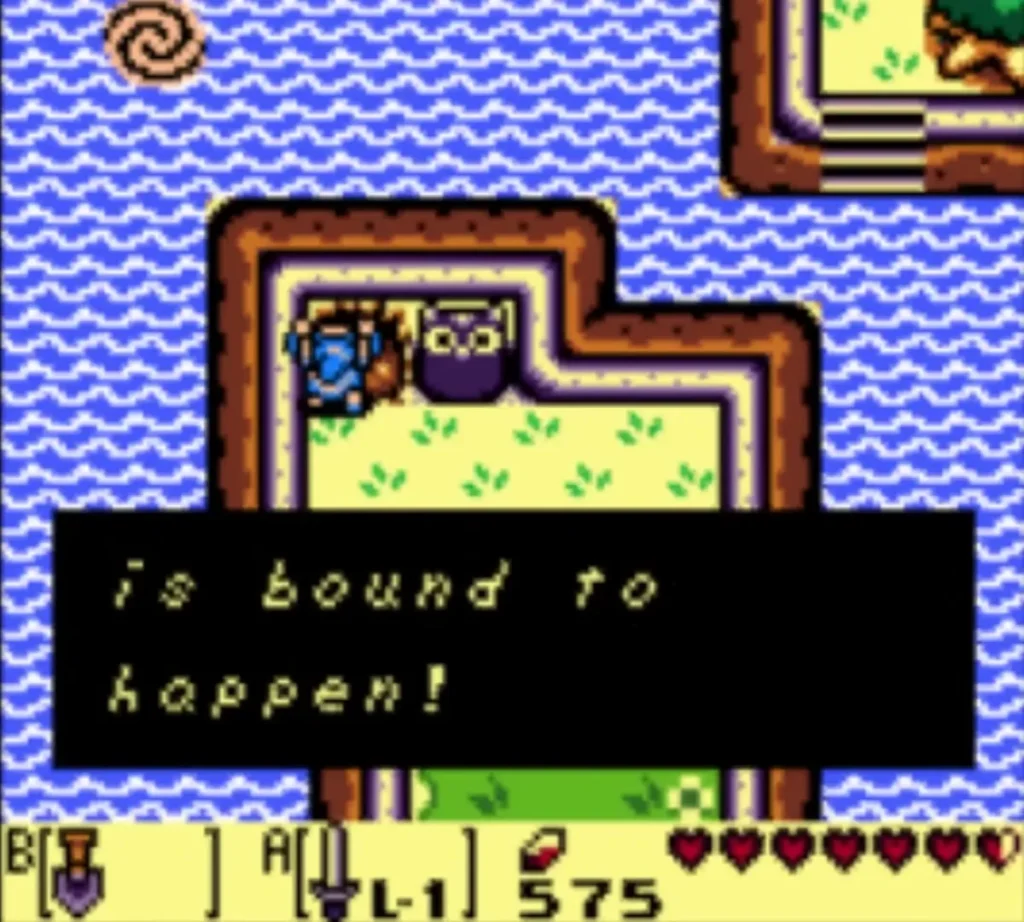 A message box ending with is bound to happen! appears beside the owl statue in the desert A message box ending with is bound to happen! appears beside the owl statue in the desert