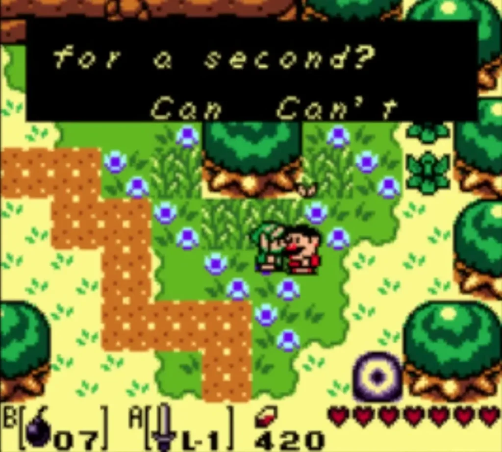 A yes-or-no box with Can and Can't appears as Tarin asks to borrow the Stick A yes-or-no box with Can and Can't appears as Tarin asks to borrow the Stick