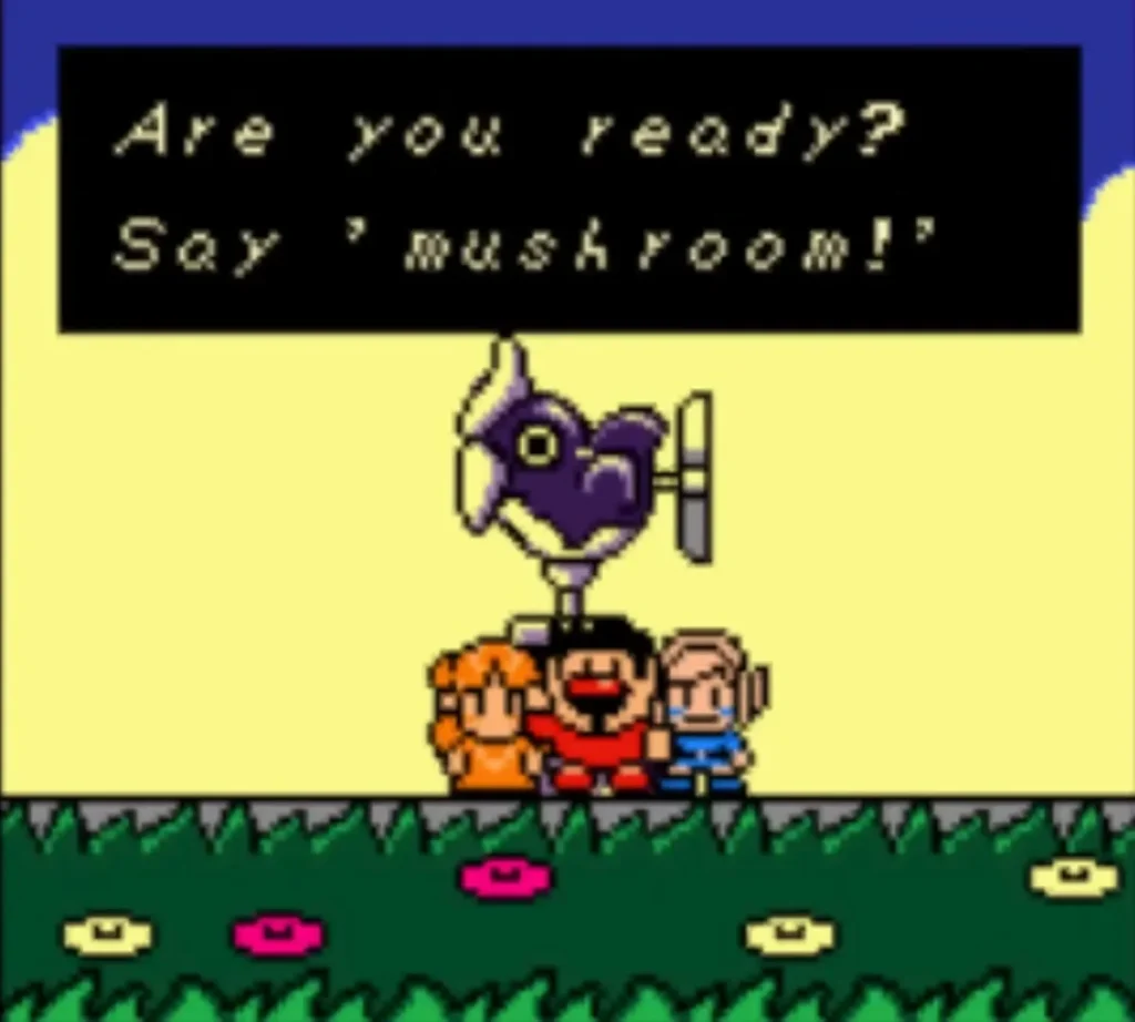 Link, Marin and Tarin posing by the weathervane as the photographer says mushroom Link, Marin and Tarin posing by the weathervane as the photographer says mushroom