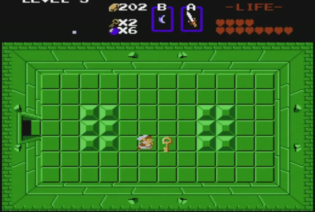 Small key lying on the floor of a green Level 5 room