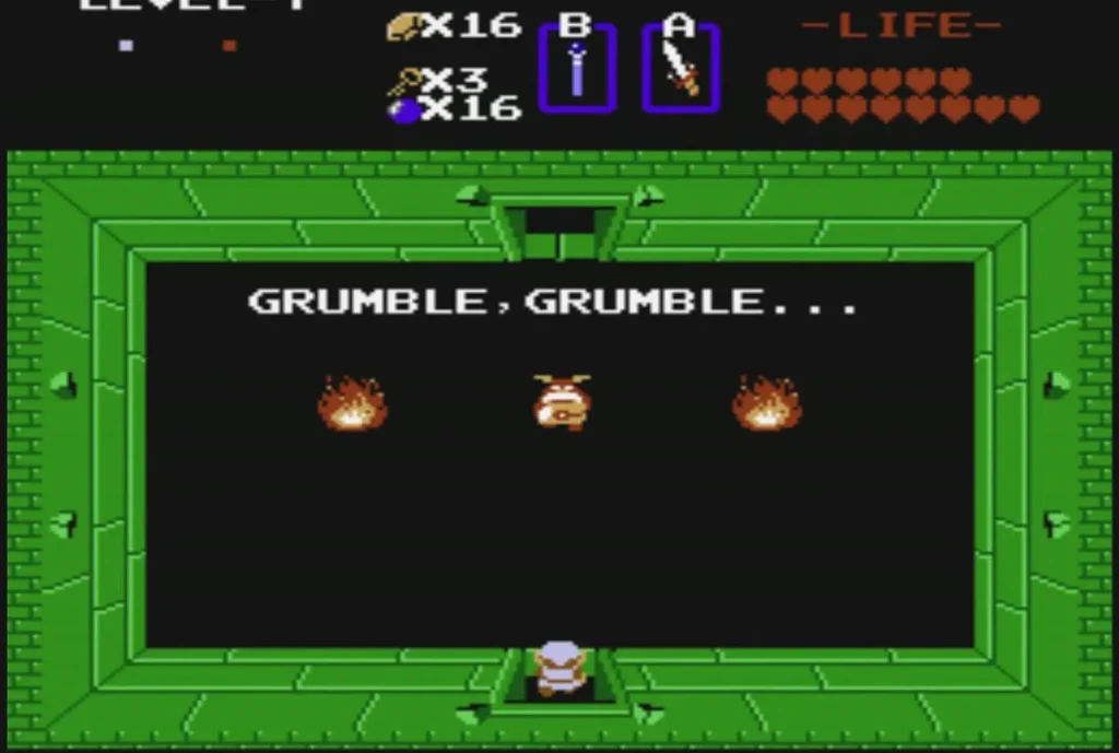 Old man grumbling between three fires in the hidden Level 7 room