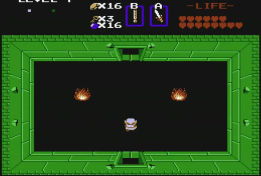 Old man alone in the dark hidden room with two fires