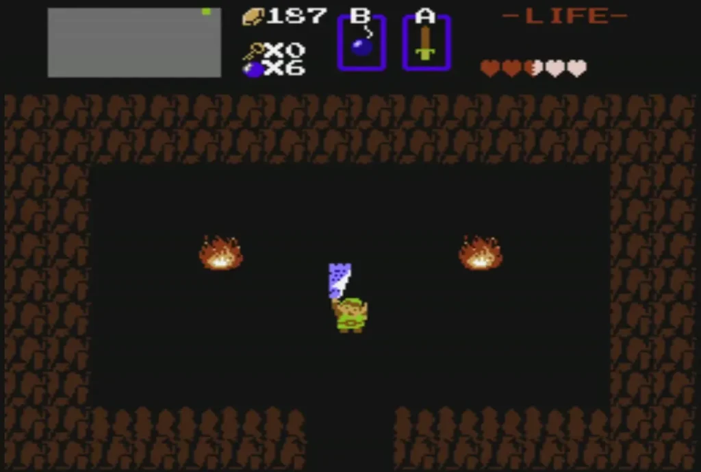 Link holding the Letter up in the cave Link holding the Letter up in the cave