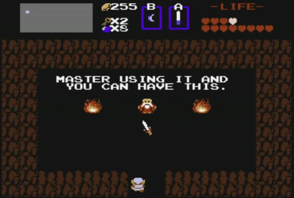Old Man in the sword cave between two fires saying Master Using It and You Can Have This Old Man in the sword cave between two fires saying Master Using It and You Can Have This