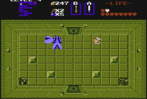 Blue winged Vire demon bouncing in a green Level 4 room