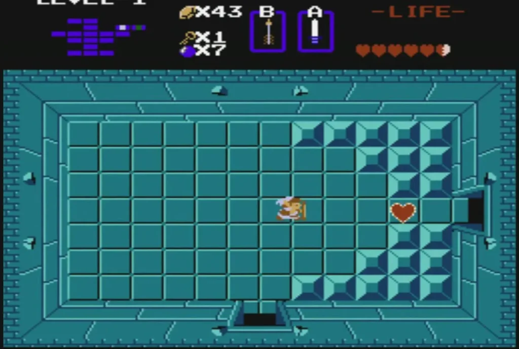Level 1 boss room with a red heart on the floor after the dragon is gone Level 1 boss room with a red heart on the floor after the dragon is gone