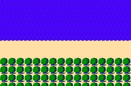 Row of bushes on the overworld beside a lake Row of bushes on the overworld beside a lake