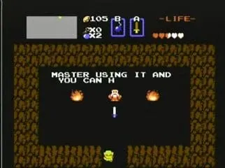 Old Man in a fire-lit cave offering the White Sword Old Man in a fire-lit cave offering the White Sword