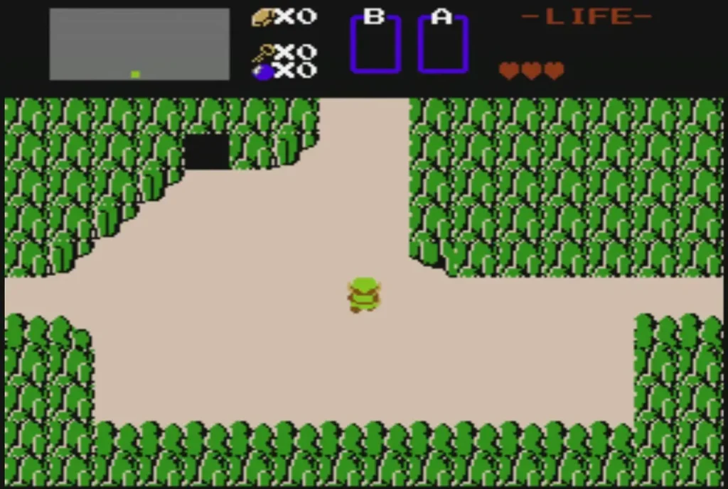 The life meter at the top right showing Link's three hearts at the start The life meter at the top right showing Link's three hearts at the start