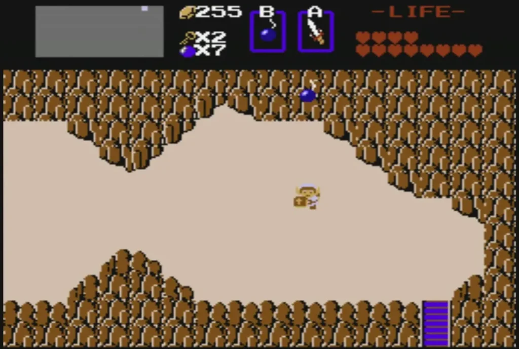 Link with a bomb set against a rock wall on the overworld Link with a bomb set against a rock wall on the overworld