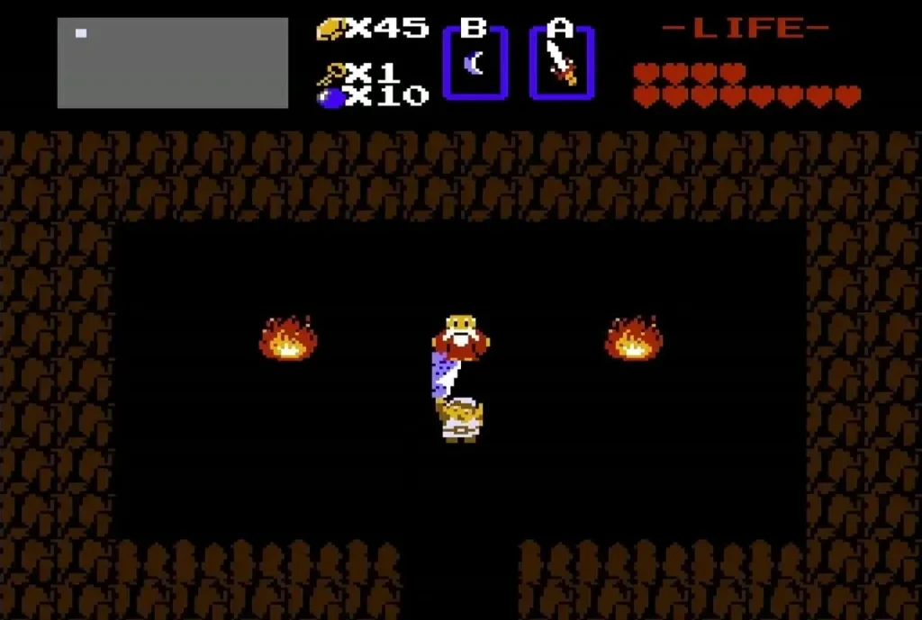 Link holding up the Letter in the fire cave Link holding up the Letter in the fire cave