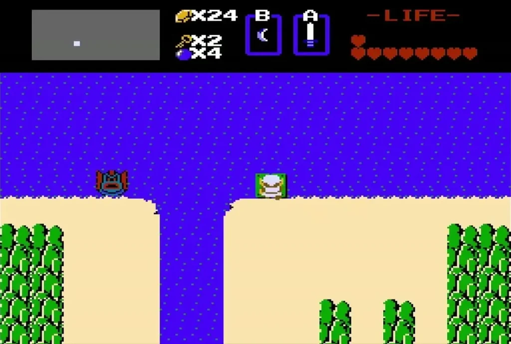 Raft on the central lake, approaching the Level 5 island Raft on the central lake, approaching the Level 5 island