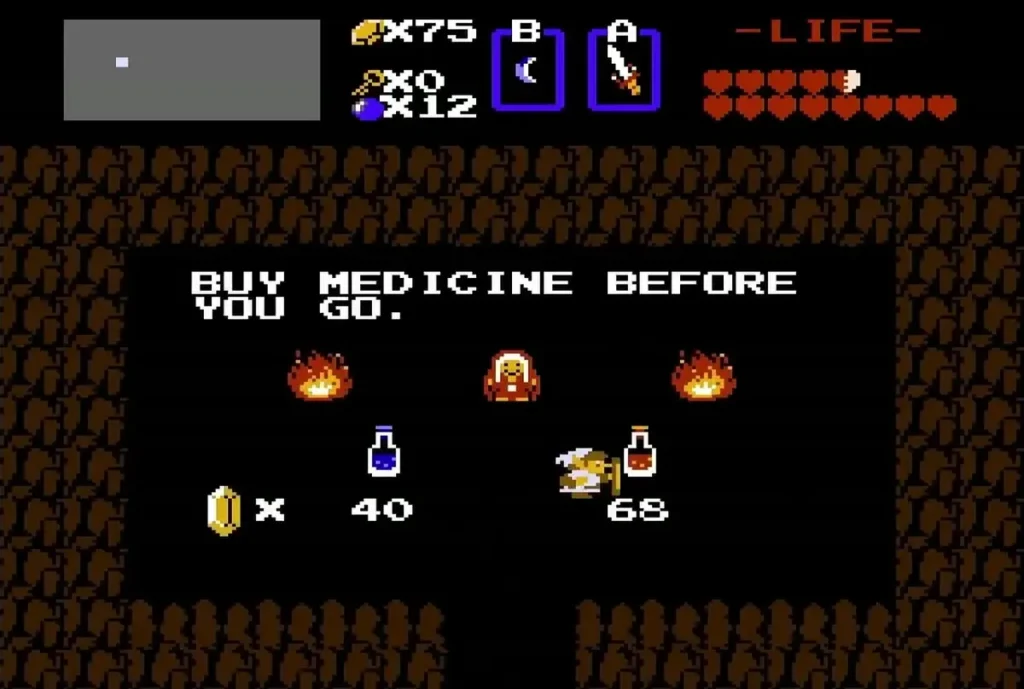 Medicine woman offering a Blue Potion for 40 and a Red Potion for 68 Medicine woman offering a Blue Potion for 40 and a Red Potion for 68