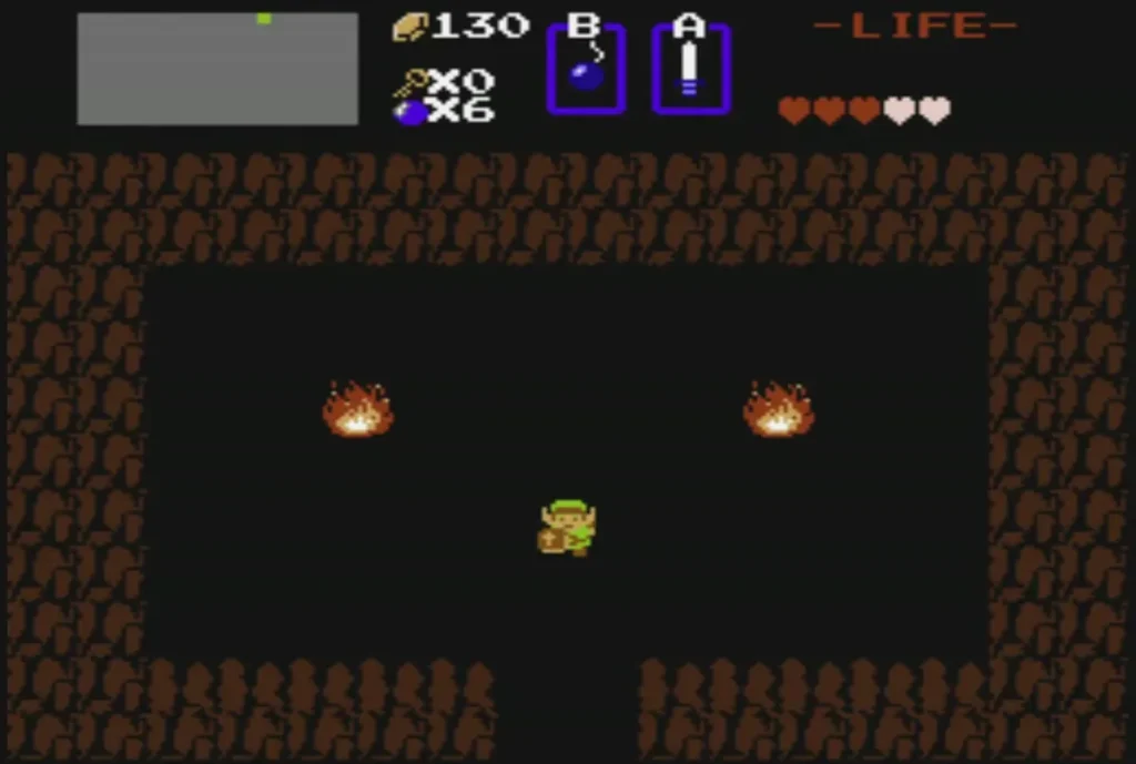 Link in the waterfall cave with the white blade now in the A slot Link in the waterfall cave with the white blade now in the A slot