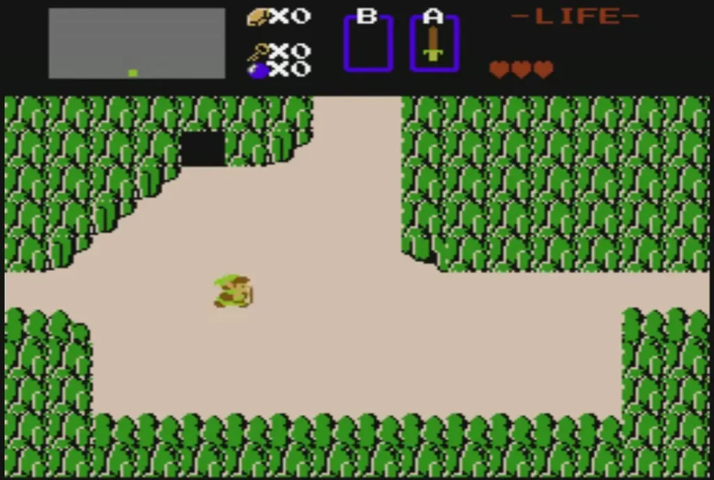 Link walking the overworld with the Wooden Sword in the A slot Link walking the overworld with the Wooden Sword in the A slot