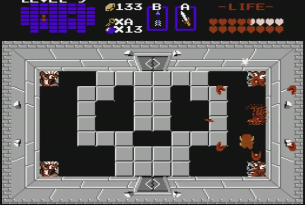 Red ashes and a white spark where Ganon fell on the right side of the grey room Red ashes and a white spark where Ganon fell on the right side of the grey room