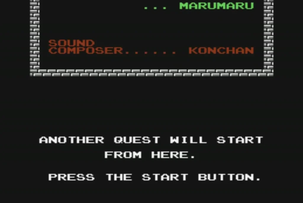 Text offering another quest from here with a press start prompt Text offering another quest from here with a press start prompt