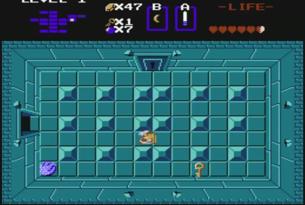 Level 1 room with the Boomerang shown in the B item slot Level 1 room with the Boomerang shown in the B item slot
