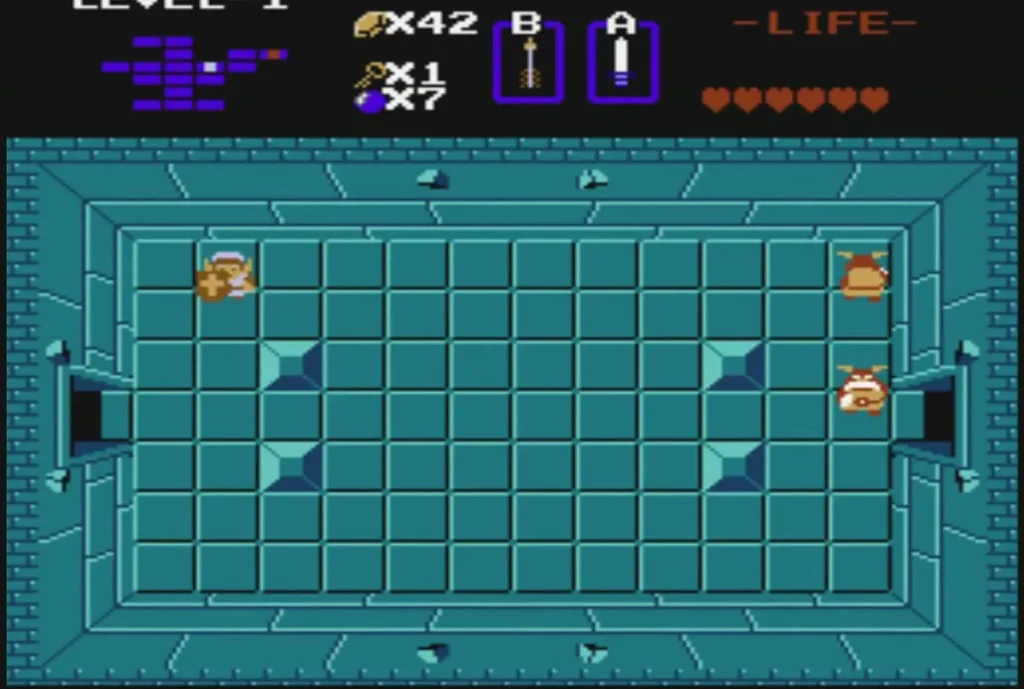 Two Goriyas in the Level 1 room where Link fights for the Boomerang Two Goriyas in the Level 1 room where Link fights for the Boomerang