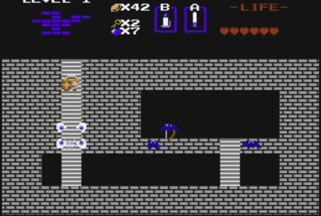 Keese flying in the brick passage below the Level 1 stairwell Keese flying in the brick passage below the Level 1 stairwell
