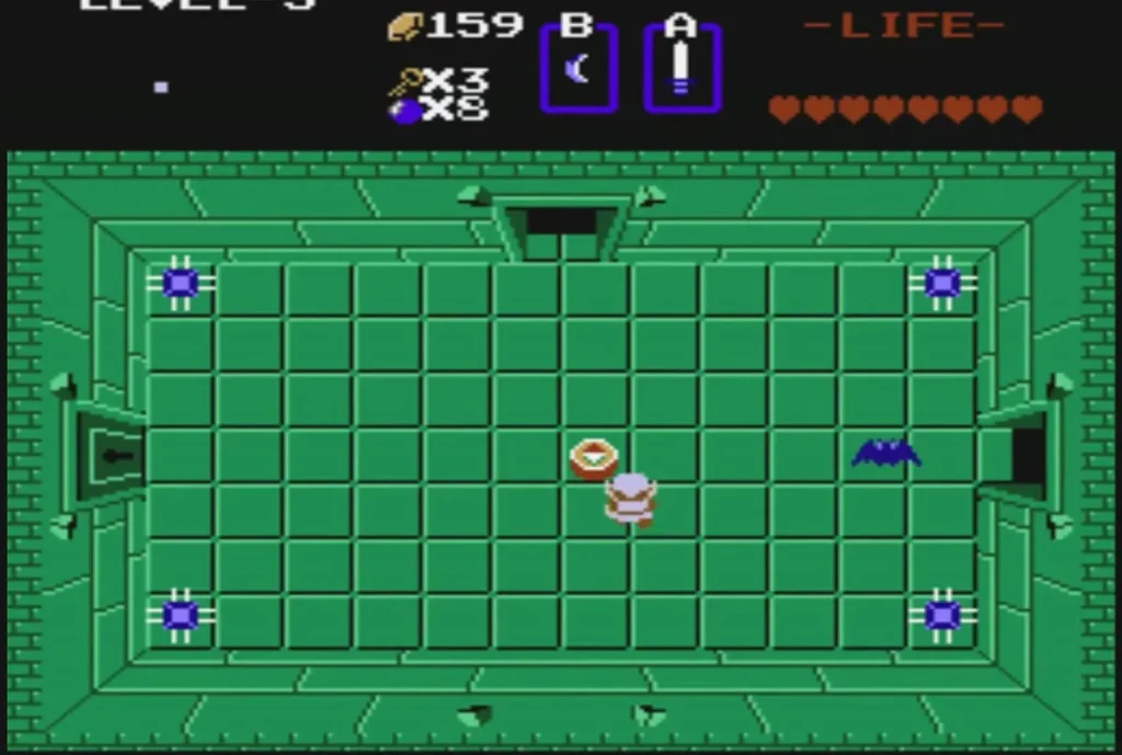 Link walking up to the Compass in the centre of the room