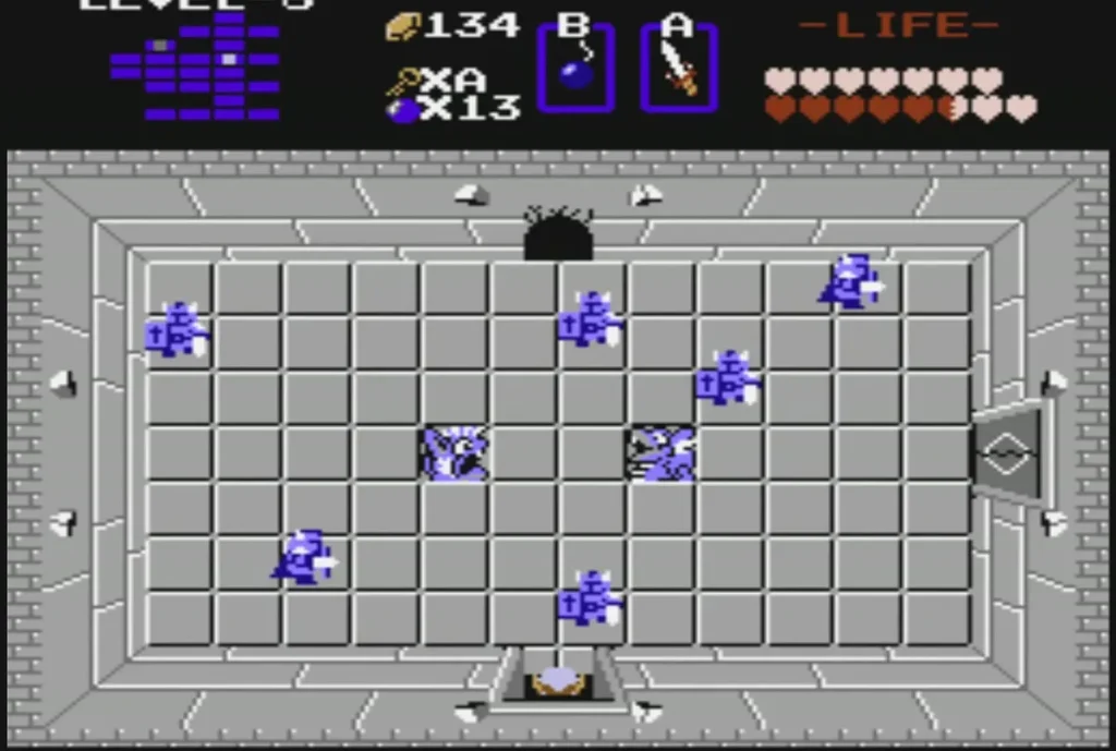Blue Darknuts filling a grey Level 8 room with an opening in its top wall Blue Darknuts filling a grey Level 8 room with an opening in its top wall