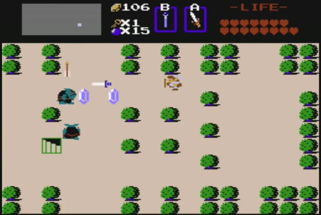 Link holding a Candle in the bush field, with the stairway spot ahead Link holding a Candle in the bush field, with the stairway spot ahead