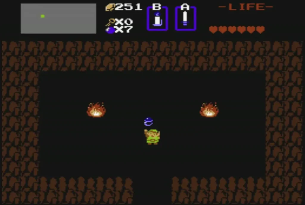 Link holding up the Blue Ring after buying it, rupees at 251 Link holding up the Blue Ring after buying it, rupees at 251