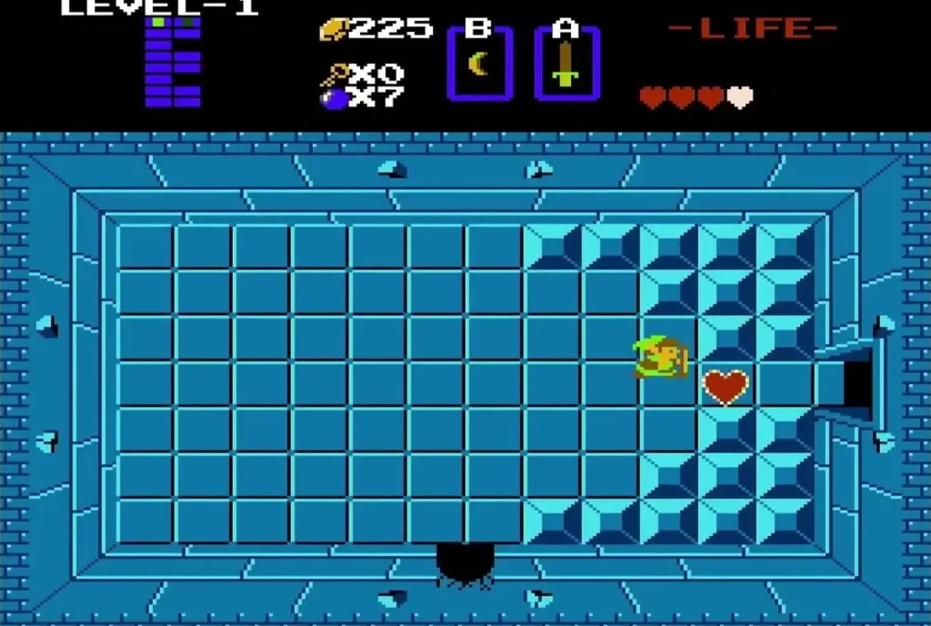 Link beside the Heart Container in the boss room Link beside the Heart Container in the boss room