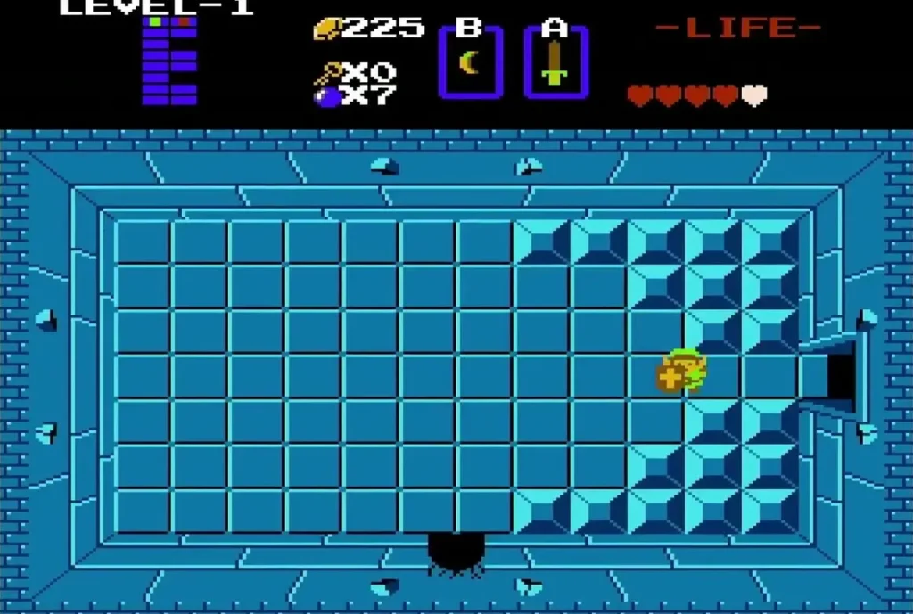 Link collecting the Heart Container in the boss room Link collecting the Heart Container in the boss room