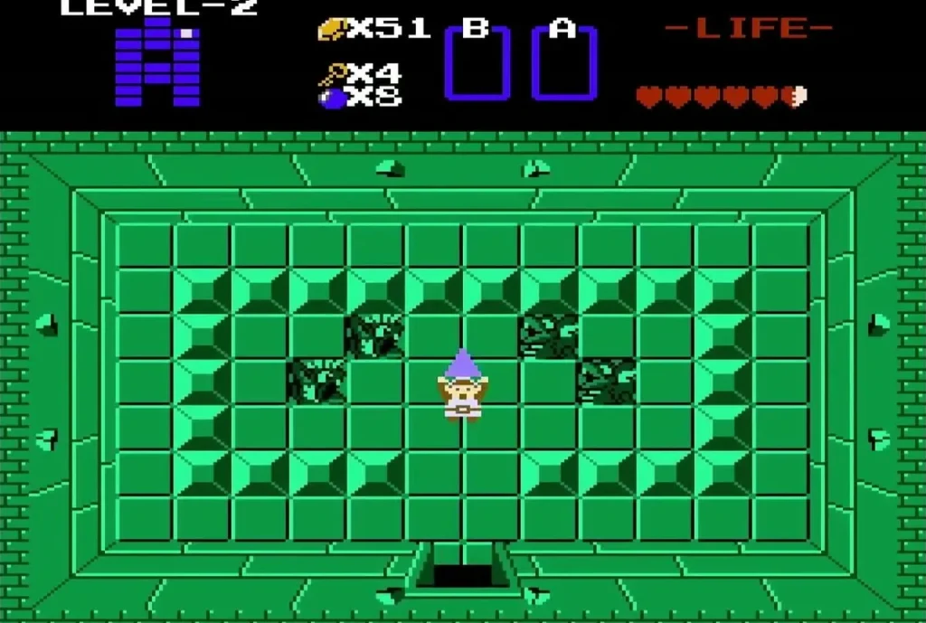 Link holding up the second Triforce piece in the room above the Gleeok room Link holding up the second Triforce piece in the room above the Gleeok room