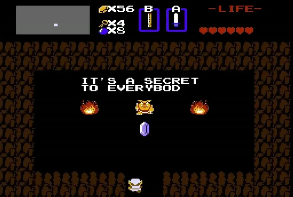 Secret cave marked It is a secret to everybody with a blue rupee in the middle Secret cave marked It is a secret to everybody with a blue rupee in the middle