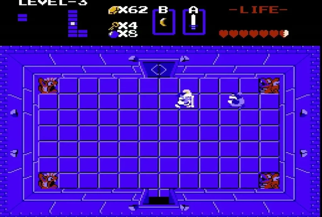 White-blue enemies on the floor of a Level 3 room, with Link near the top