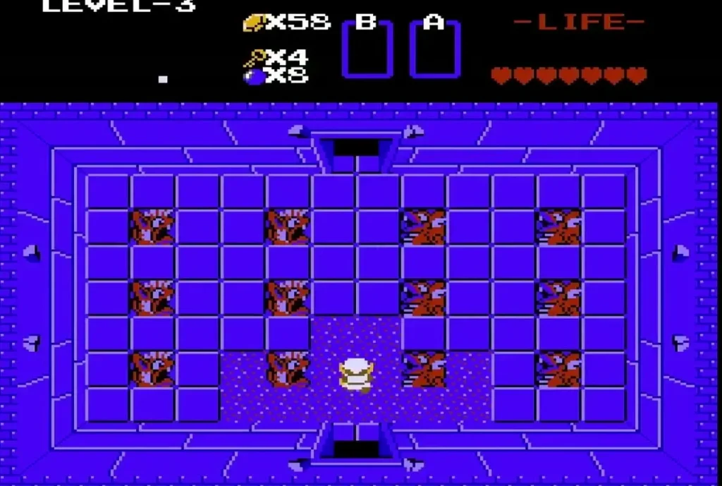 Level 3 entry room with four keys and 58 rupees in the counter