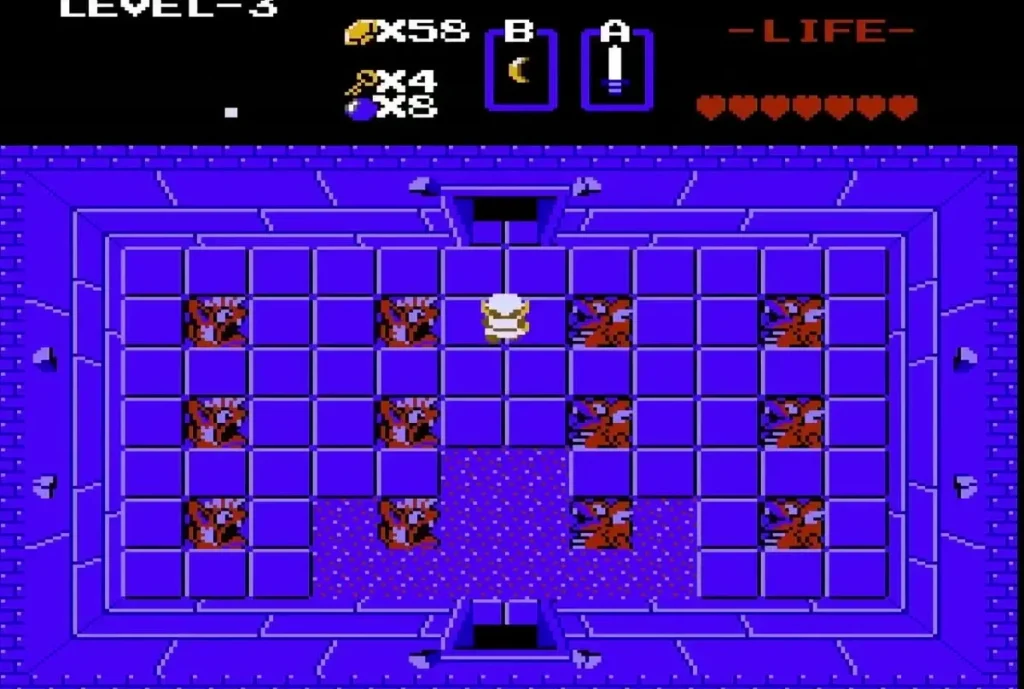 Link at the top door of the Level 3 entry room among red block statues