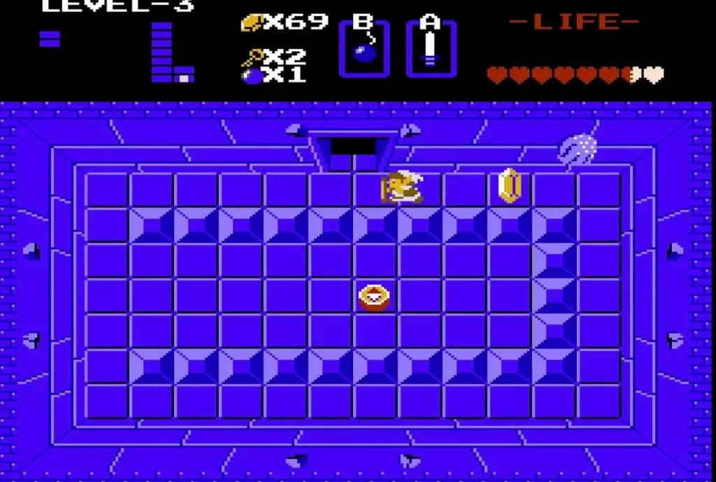 Heart Container lying in the middle of the Level 3 boss room