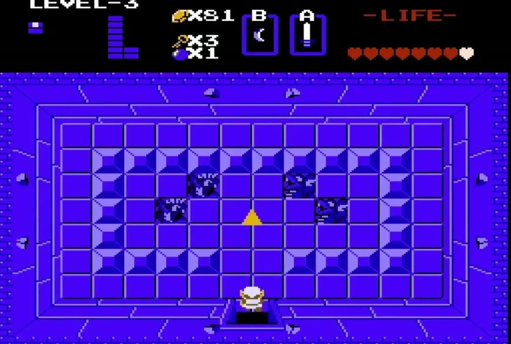 The third Triforce piece lying on the floor of the final Level 3 room