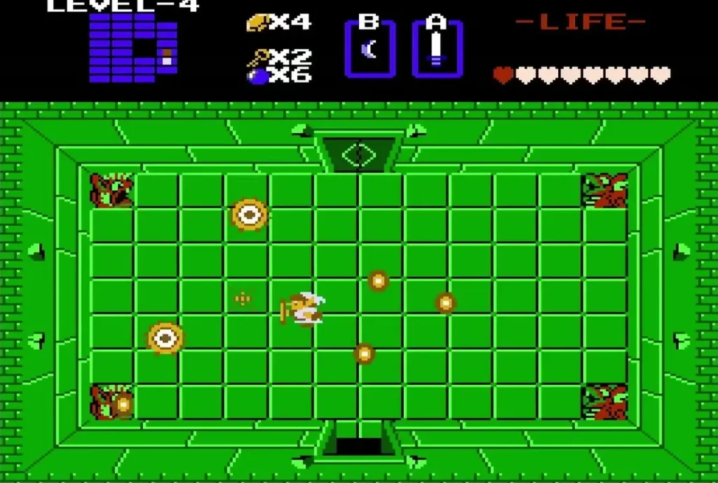 Link facing Digdogger in the Level 4 boss room Link facing Digdogger in the Level 4 boss room