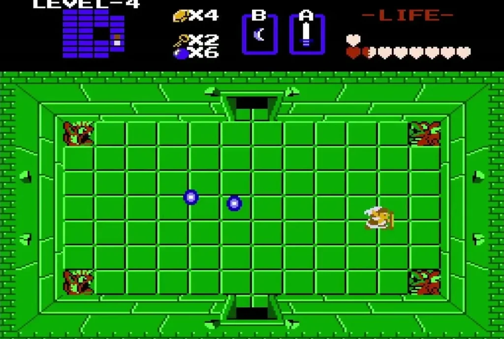 Link in the Level 4 boss room after collecting the Heart Container Link in the Level 4 boss room after collecting the Heart Container