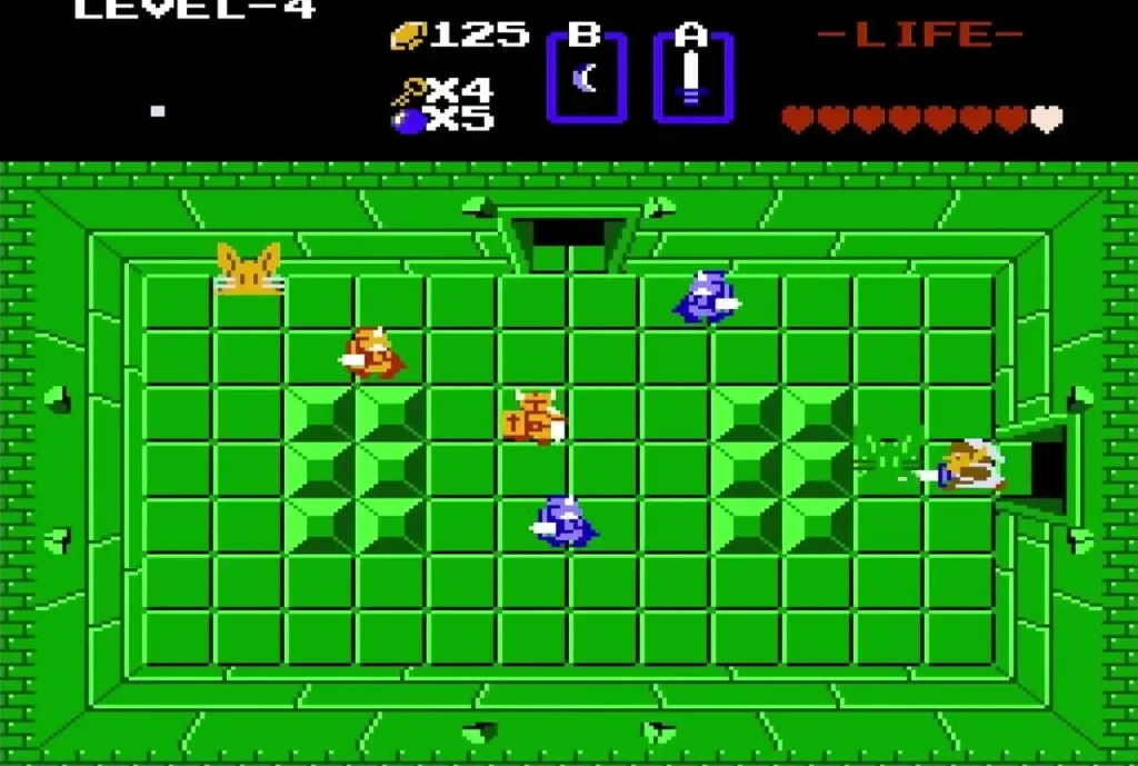 Pol's Voice enemies and blue Darknuts in a green Level 4 room Pol's Voice enemies and blue Darknuts in a green Level 4 room