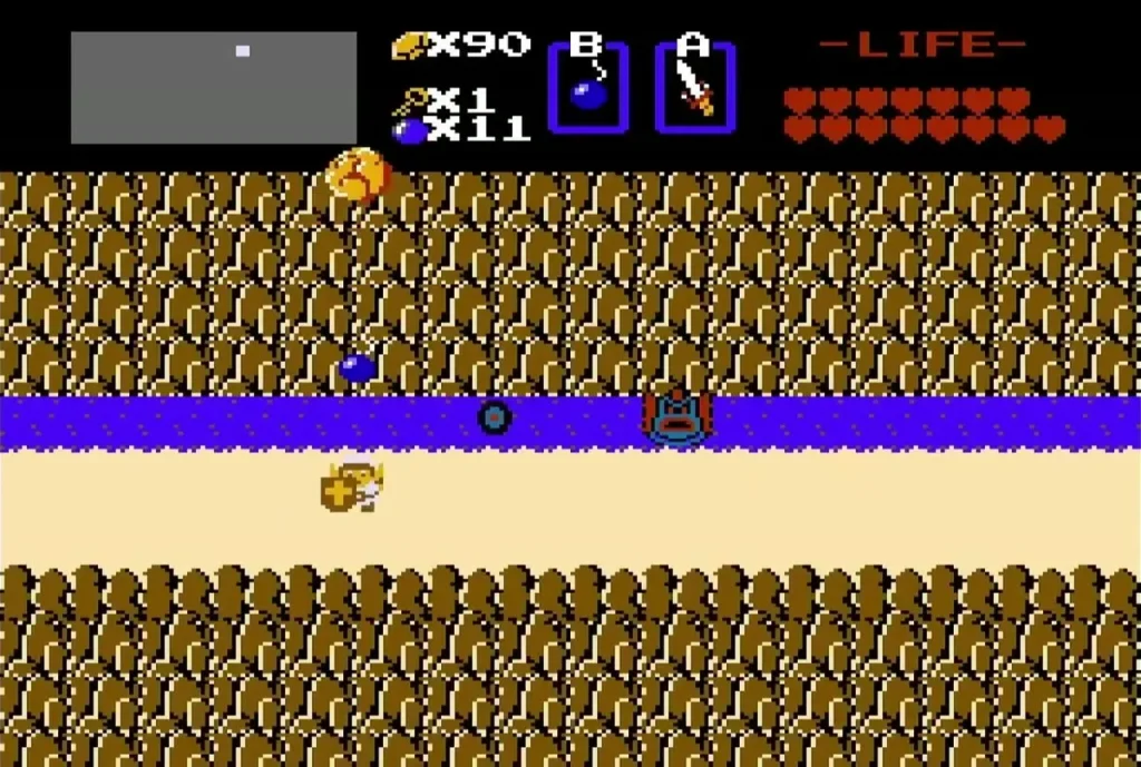 Bomb set against the cliff wall above the river on the Level 8 approach Bomb set against the cliff wall above the river on the Level 8 approach