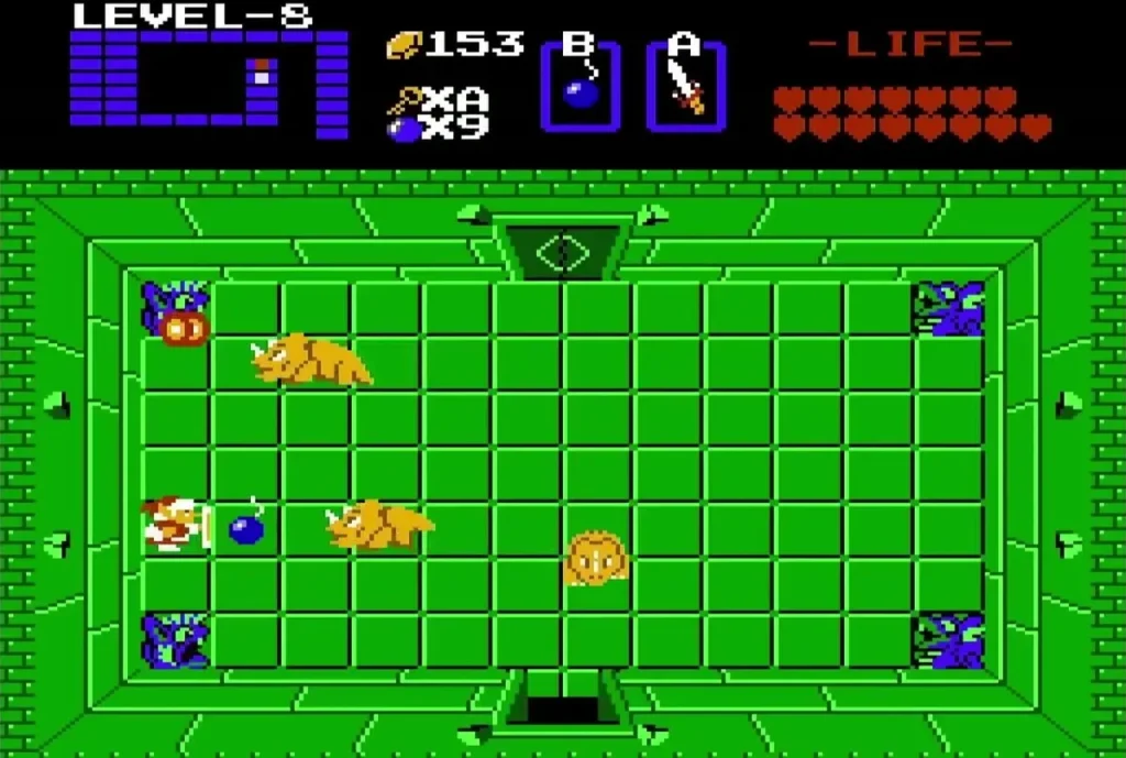 Dodongo and a bomb in the Level 8 boss room Dodongo and a bomb in the Level 8 boss room