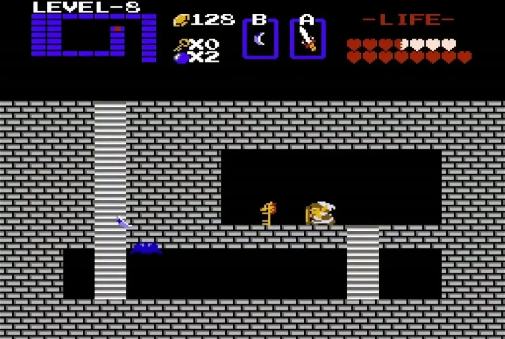 Link beside the Magical Key in the Level 8 stair room Link beside the Magical Key in the Level 8 stair room