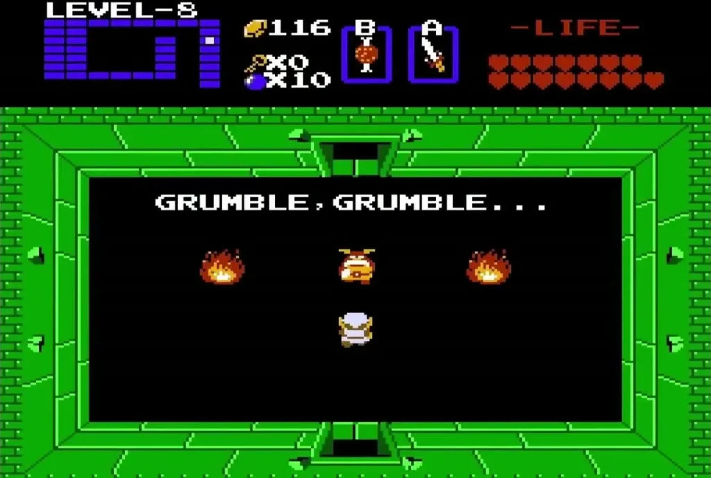 Link walking up to the grumbling Moblin with the Monster Bait in the B slot Link walking up to the grumbling Moblin with the Monster Bait in the B slot